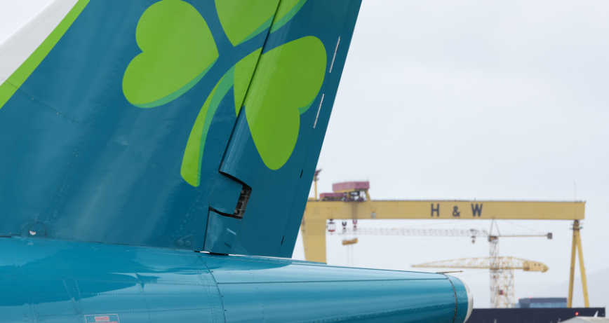 Close up of an Aer Lingus plane tail